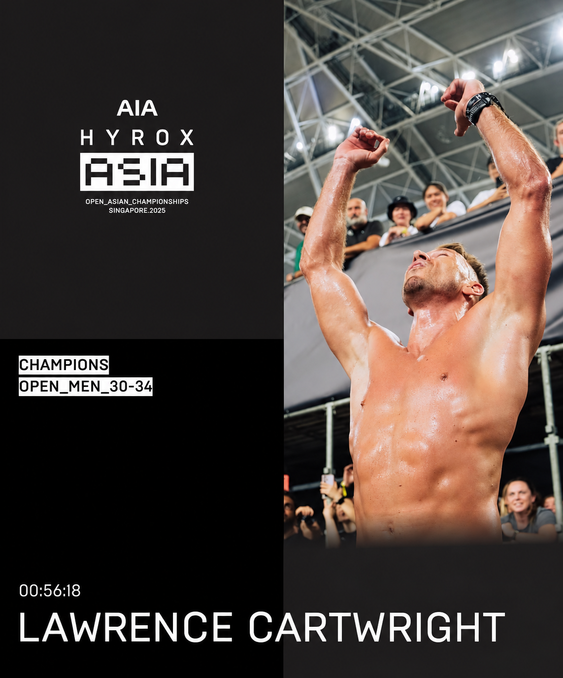 Lawrence Cartwright AIA HYROX Asia Open Men 30-34 Champion 00:56:18